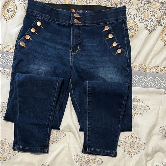 Indigo Poppy Skinny Jeans - Sz 8 - Picture 1 of 6